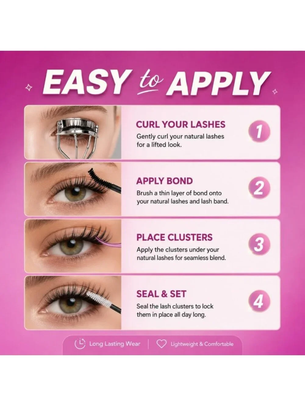 Natural Wispy Lash Clusters Kit - Invisible Band, 8-18mm Length, Fluffy Volume